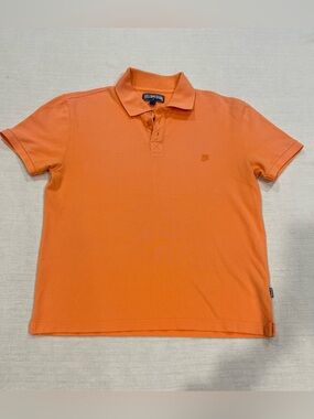 Vilebrequin Mens Orange Polo Shirt - Authentic Luxury Cotton Pique Size Medium